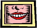 Cartoon of smile in a picture frame.